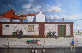Painting of visitors to Sheringham