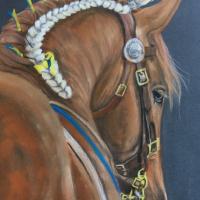 pastel painting of a Suffolk punch horse