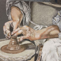 Painting of a potters wheel