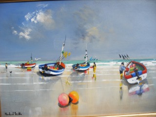 Painting of beached boats